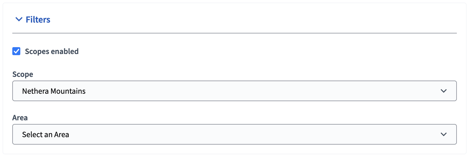 New assembly form filters section