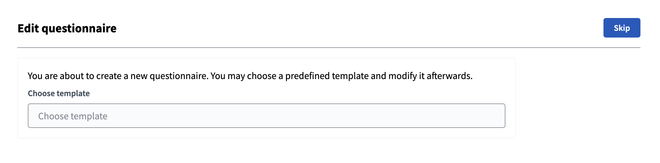 Choose template form