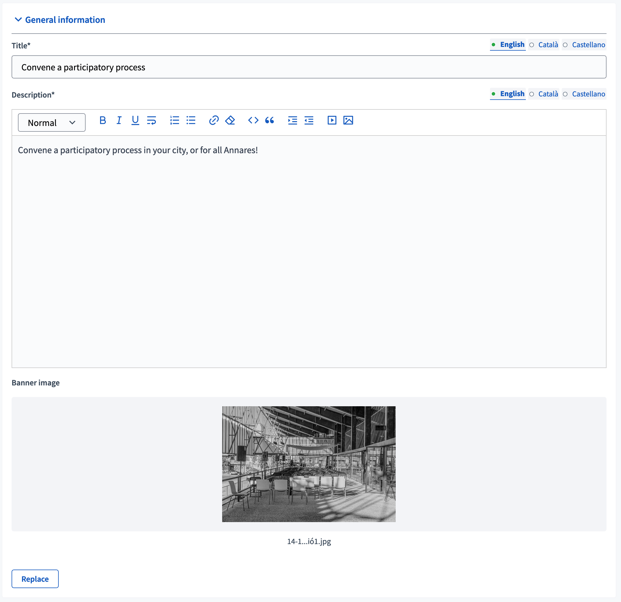 Initiative type form general information