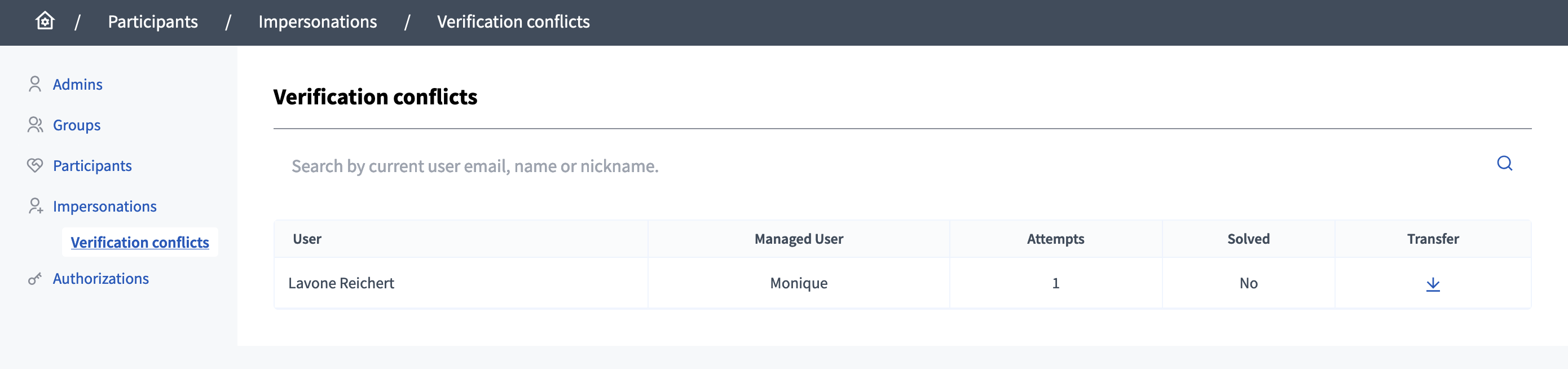 Panneau de conflits de vérification